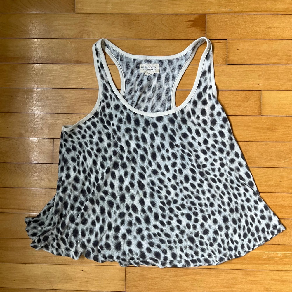Denim & Supply Ralph Lauren Leopard Print Racerback Tank Top Cotton Womens M